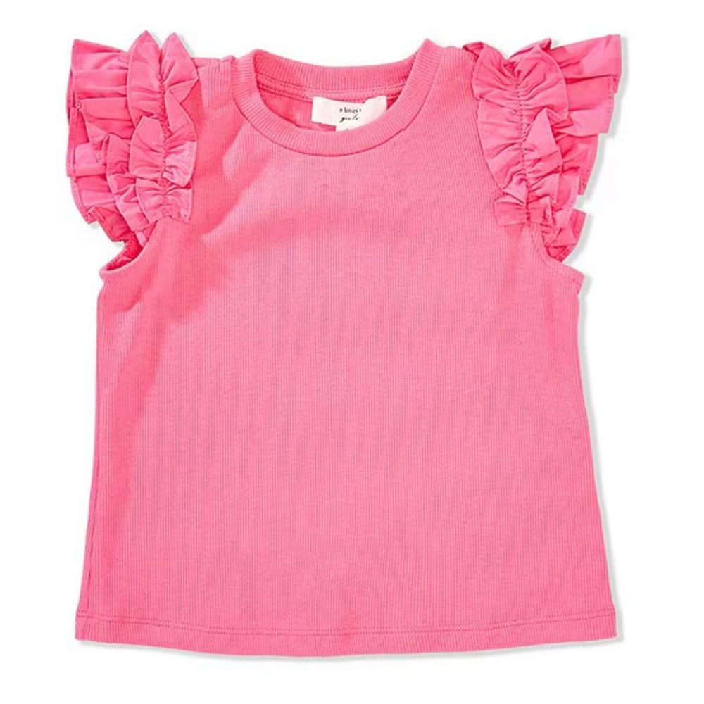 A LOVES A GIRLS Flutter Sleeve Ribbed Tank Top - 5Y